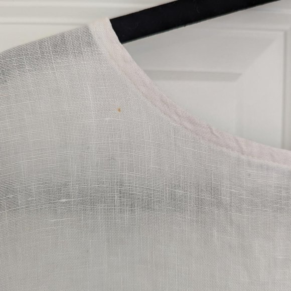 Lina Tomei 100% Linen Short Sleeve Colorblock Dress White & Grey Size L - Picture 9 of 11